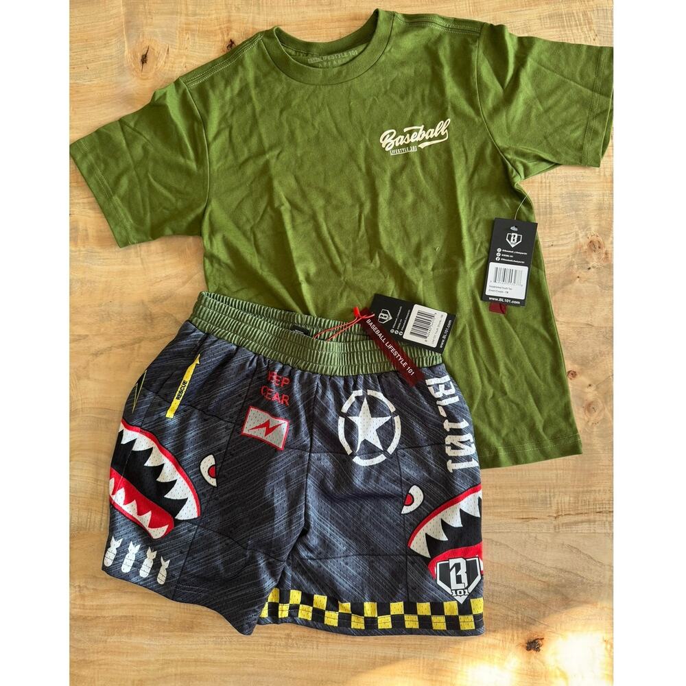 Baseball Lifestyle 101 Unit 101 Youth Shorts & Graphic Tee Set Size Ym